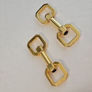 CUFF LINKS Goldtone with Black Stones at each end